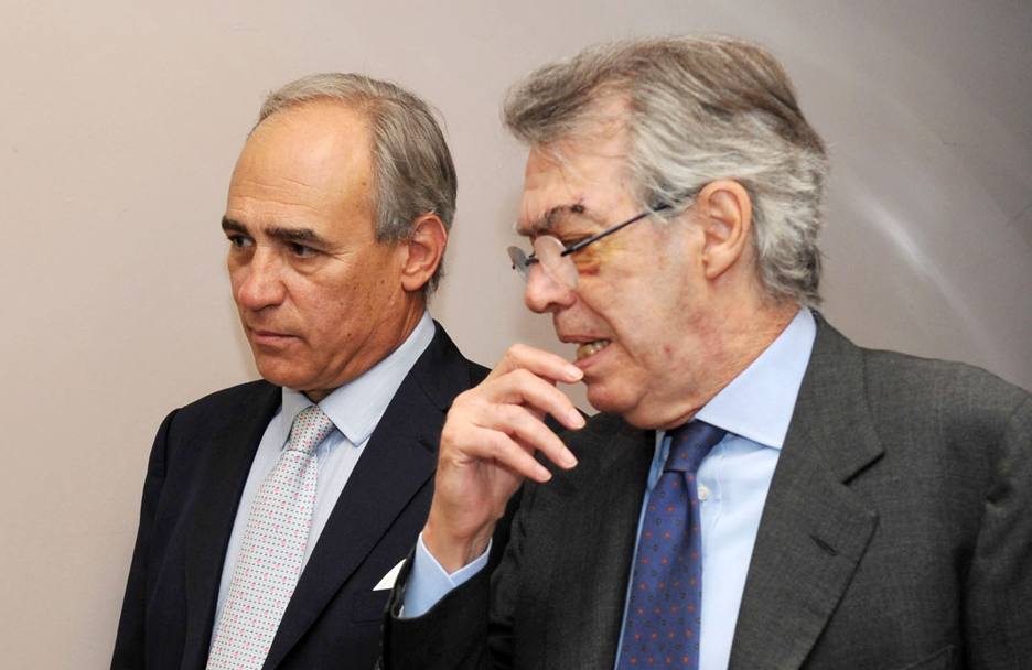 Il direttore di Gazzetta Andrea Monti con Massimo Moratti (Bozzani)
